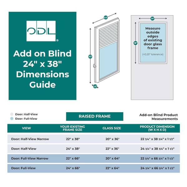 ODL White Cordless Add-On Blinds for Raised Frame Doorglass 23-3/4