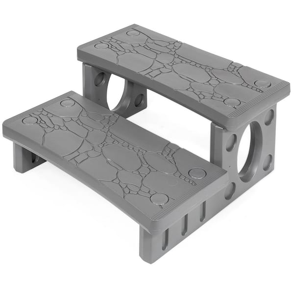 XtremepowerUS 2-Step Spa Hot Tub and Pool Step Deck in Grey