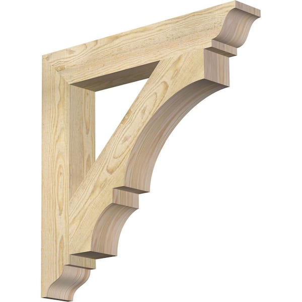 Ekena Millwork 4 in. x 26 in. x 26 in. Douglas Fir Balboa Traditional Rough Sawn Bracket