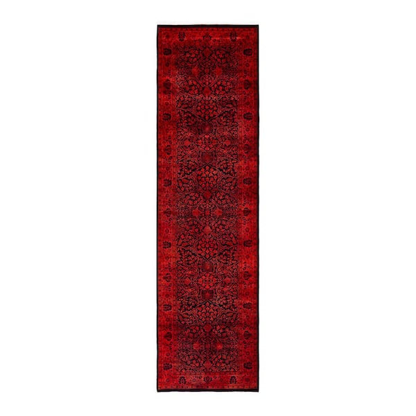 Overdyed Red 3 ft. x 11 ft. Wool Indoor Area Rug