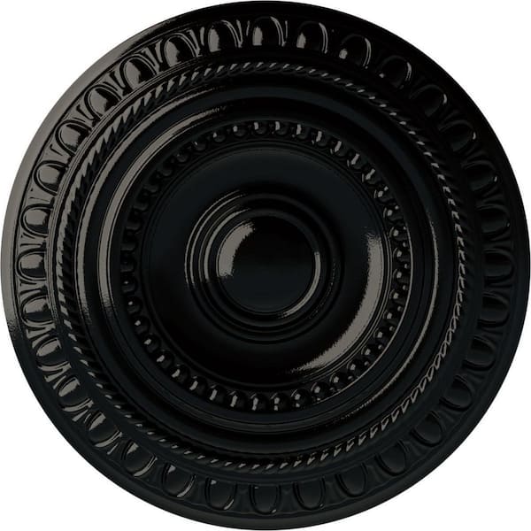 Ekena Millwork 15-3/4 in. x 1-3/8 in. Artis Urethane Ceiling Medallion (Fits Canopies upto 6-7/8 in.), Hand-Painted Black Pearl