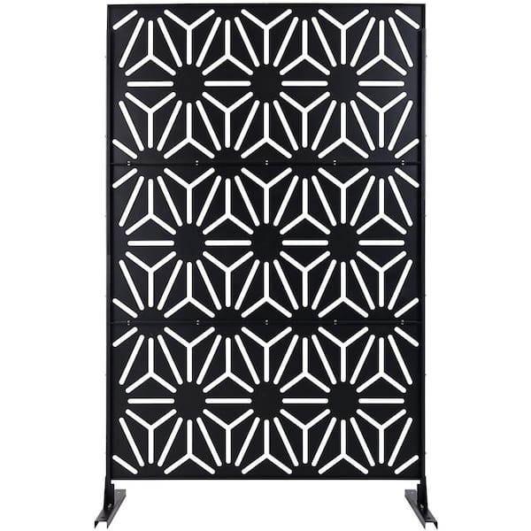 6.3 ft. x 4 ft. Black Outdoor Steel Decorative Privacy Screen, Indoor Metal Privacy Fence Panel