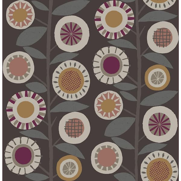 A-Street Prints Sisu Pink Rasberry Floral Geometric Wallpaper Sample