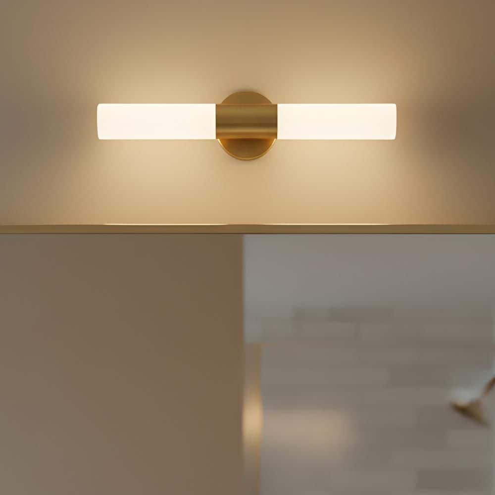 Astra 22 in. Gold Integrated LED Vanity Light Bar with Etched Ribbed Glass Shade price history on PriceWatchPro