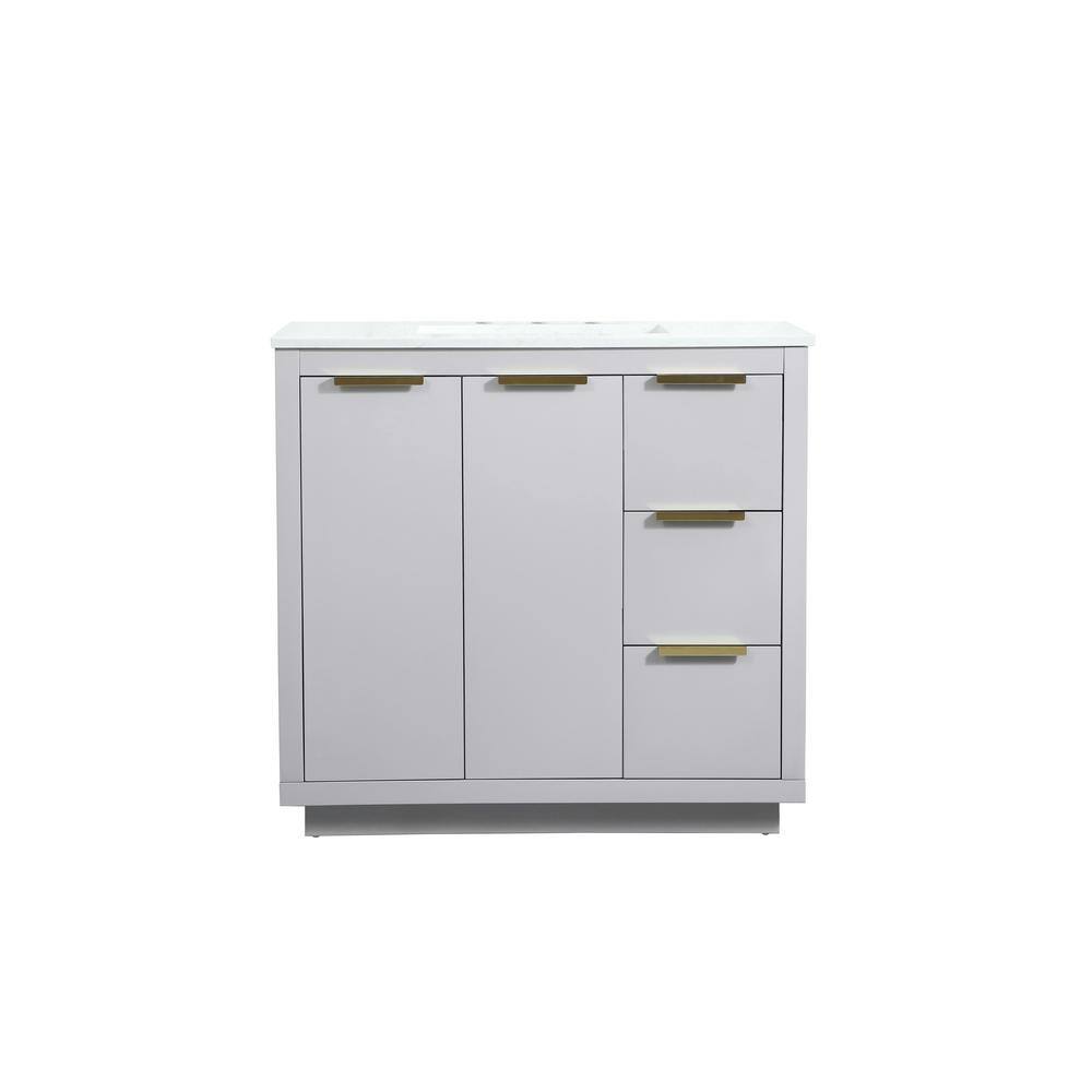 Timeless Home 36 in. W Single Bath Vanity in Grey with Engineered Stone Van