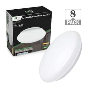 12 in. Round 120-Volt to 277-Volt LED Flush Mount Ceiling Light 1000 Lumens 4000K Bright White (8-Pack)