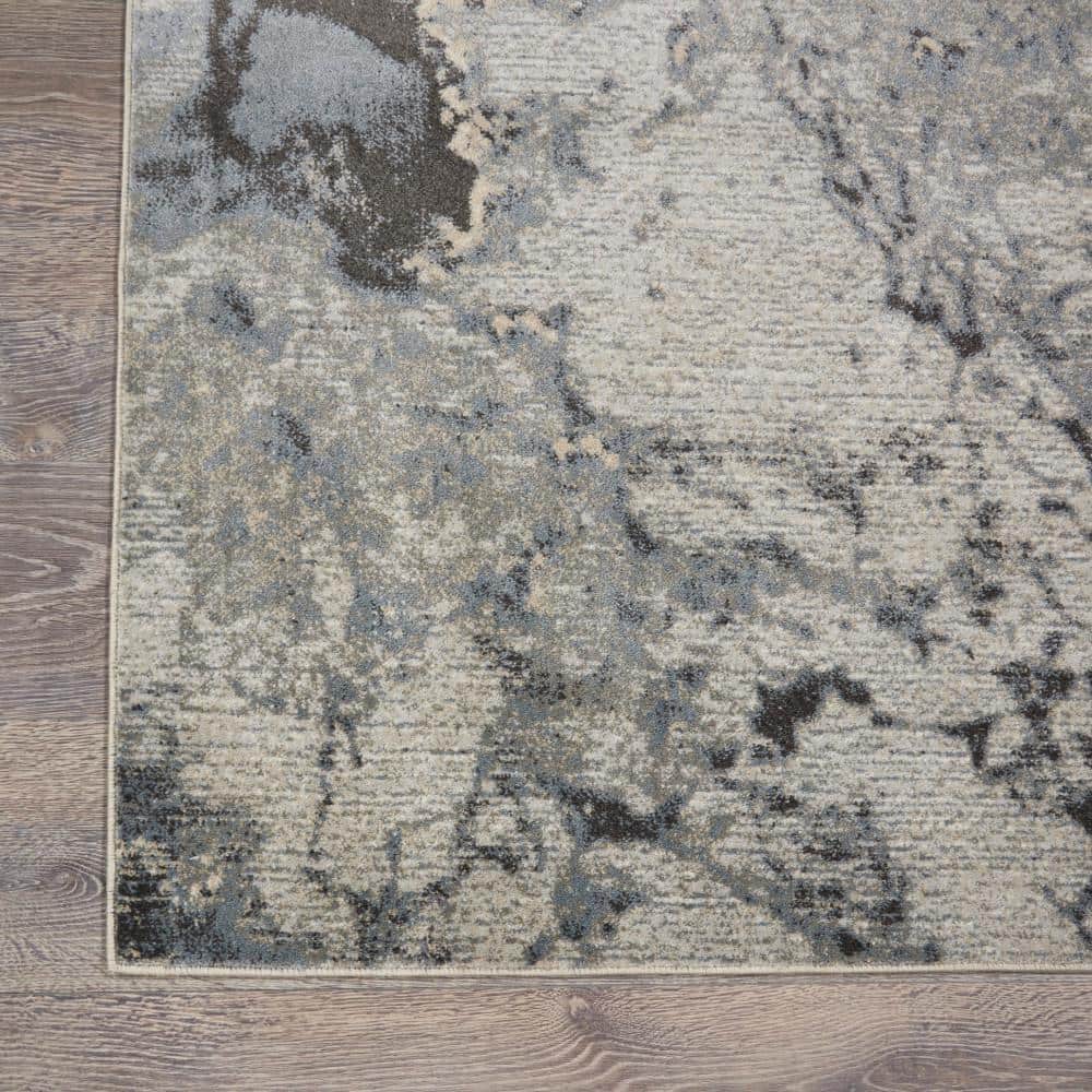 Gray Abstract 7' x 10' Synthetic Area Rug