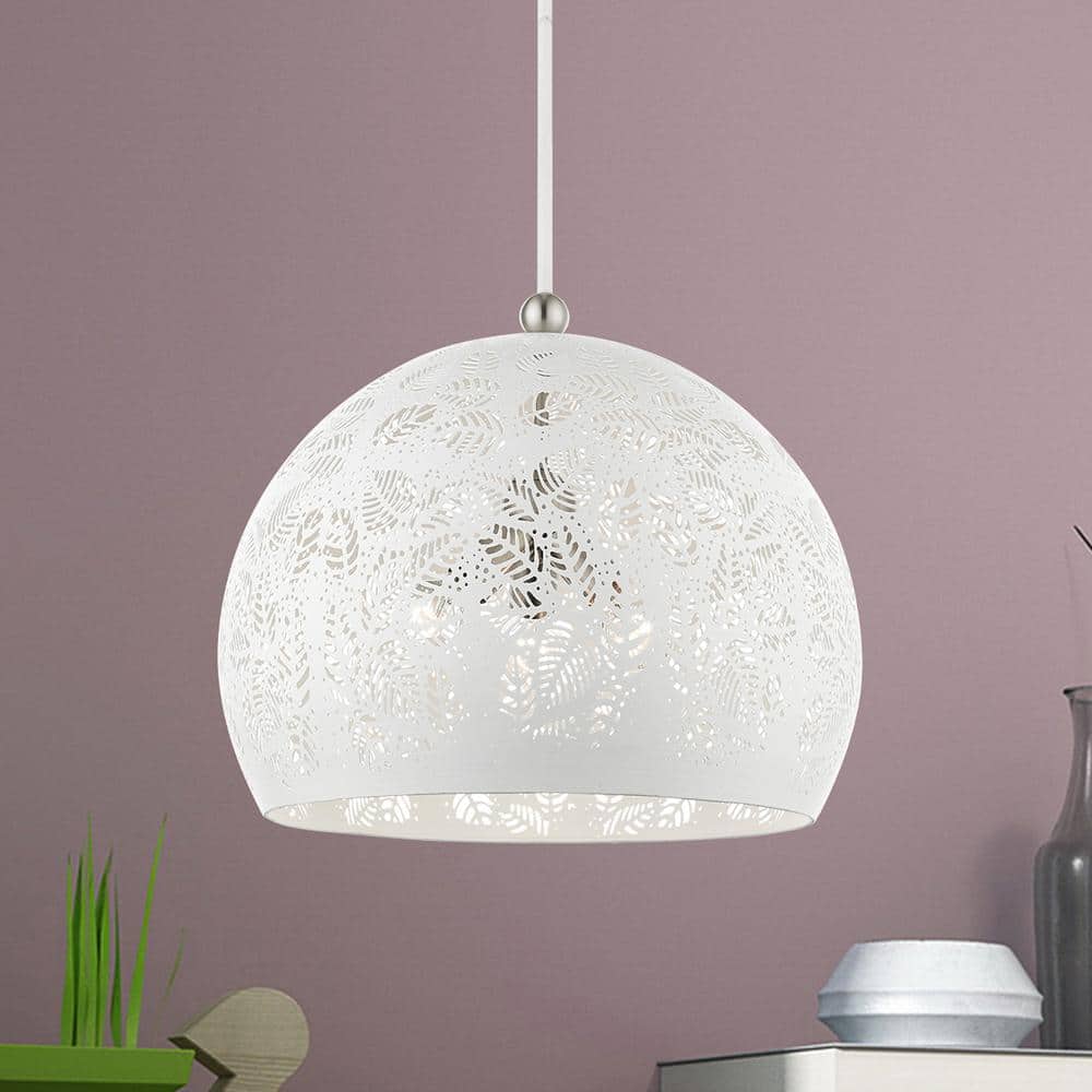 Chantilly Bohemian White and Brushed Nickel 3-Light Globe Pendant