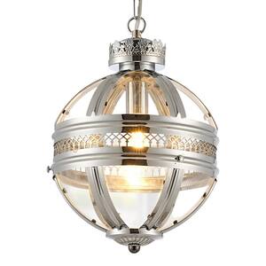 Victoriany 100-Watt 1-Light Nickel Shade Pendant Light with Clear Glass Shade, No Bulbs include wered