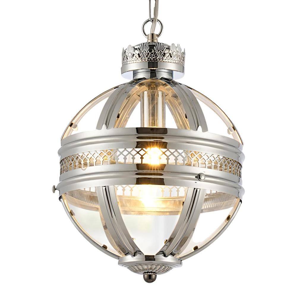 Victoriany 100-Watt 1-Light Nickel Shade Pendant Light with Clear Glass Sha