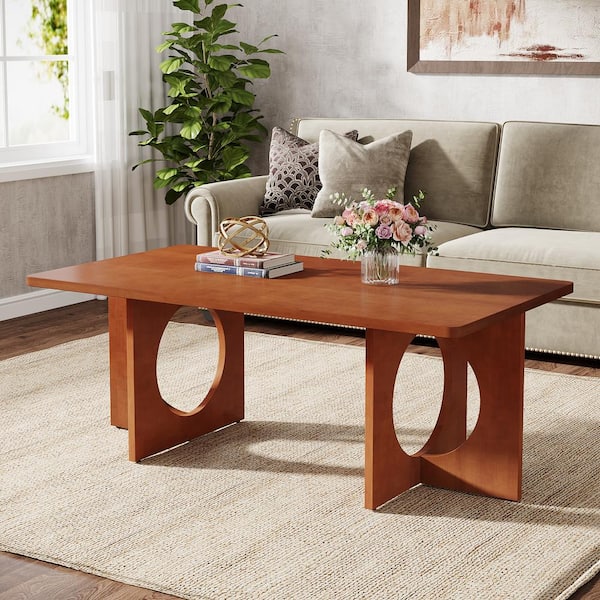 TRIBESIGNS WAY TO ORIGIN Inaayah 47 in. Brown Rectangle Wood Coffee Table, Farmhouse Center Table for Living Room