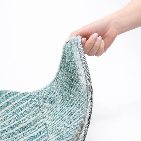 Dream Shag Premium Machine Washable Abstract ADS542 Teal 8 ft. x 10 ft. Area Rug