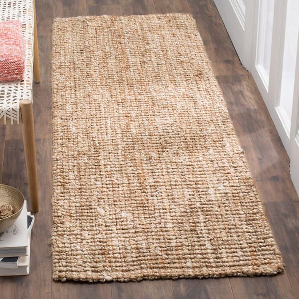 Natural Fiber Natural/Ivory 3 ft. x 10 ft. Woven Crosstitch Runner Rug