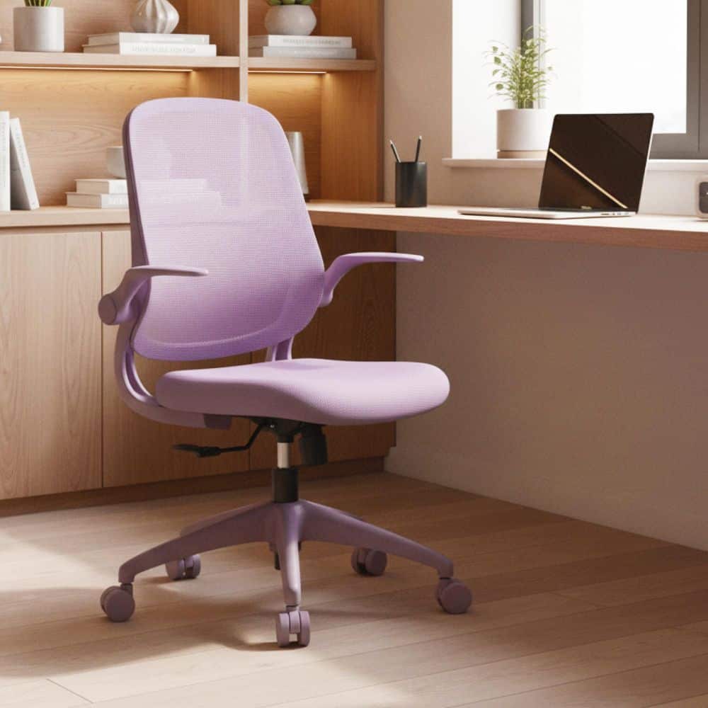LUMI Molded Mesh Seat Flip Arm Ergonomic Task Chair in Purple with Arms