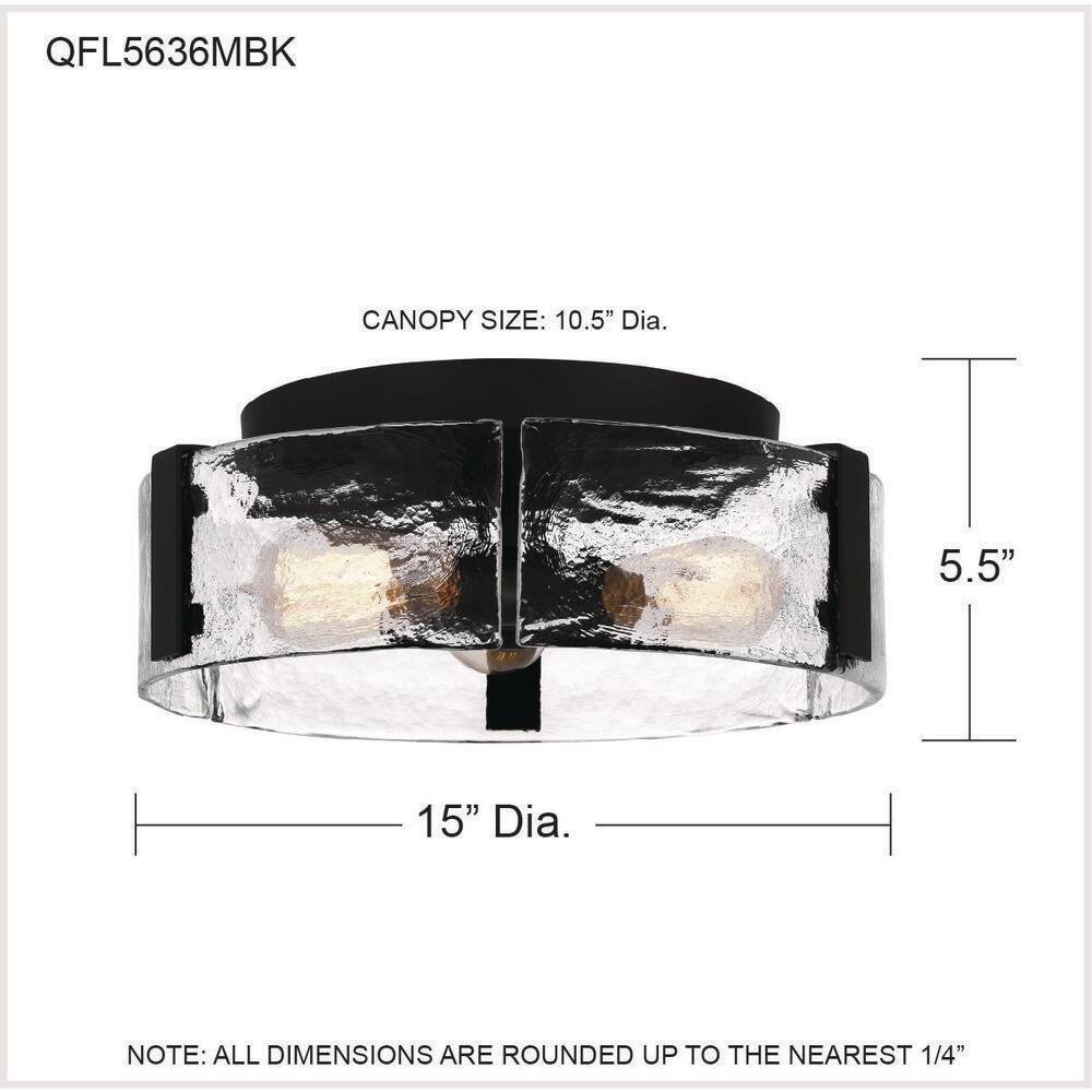 Angora Matte Black and Glass 3-Light Flush Mount