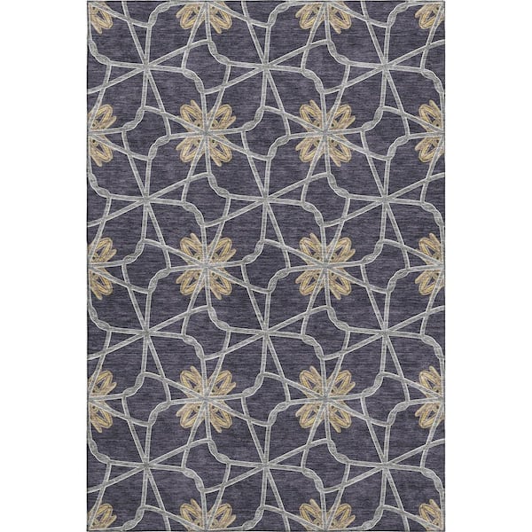 Addison Rugs Mayfield Premium Machine Washable Abstract AMF958 Charcoal 5 ft. x 7 ft. 6 in. Area Rug