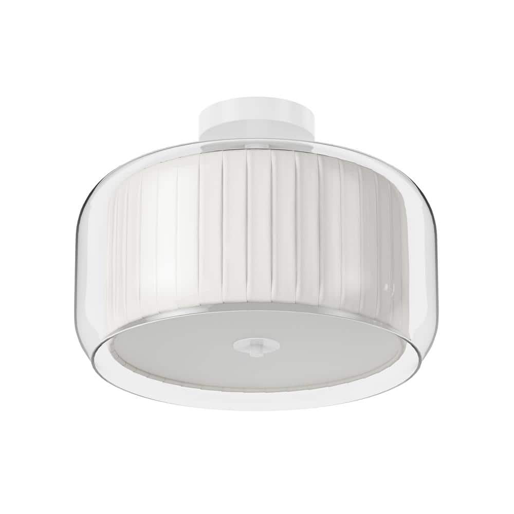 14.96 in. 3-Light White Semi Flush Mount Drum Light Modern Close to Ceiling