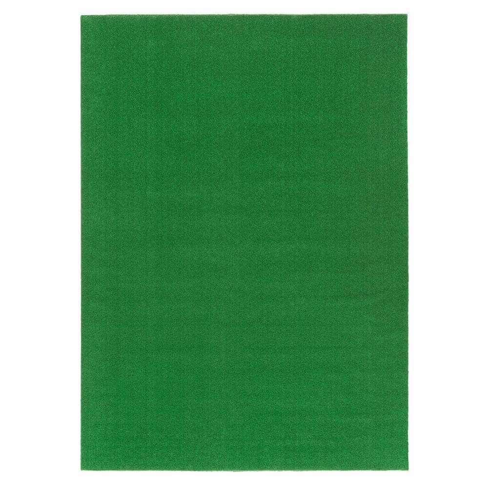 Ottomanson Evergreen Collection Waterproof Solid 6x7 Indoor/Outdoor