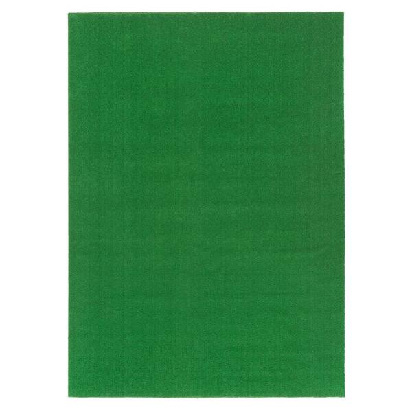 Ottomanson Evergreen Collection Waterproof Solid 6x7 Indoor/Outdoor Artificial Grass Rug, 5 ft. 11 in. x 7 ft. 3 in., Green