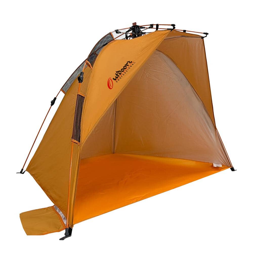 Orange Polyester Pop-Up Beach Sun Shelter with 1 Door