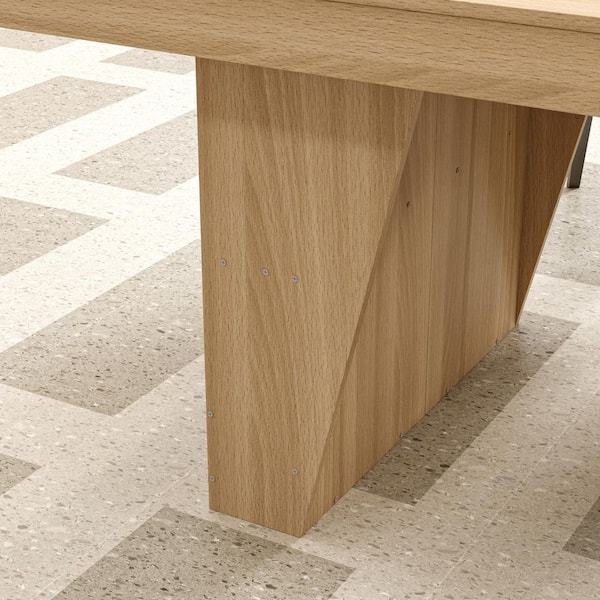 FUFU&GAGA 78.7 in. Rectangular Natural Engineered Wood 0-Drawer