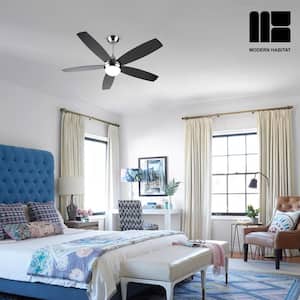 WhisperBloom 52 in. Indoor Black Ceiling Fan with LED Light Bulbs and Remote Control