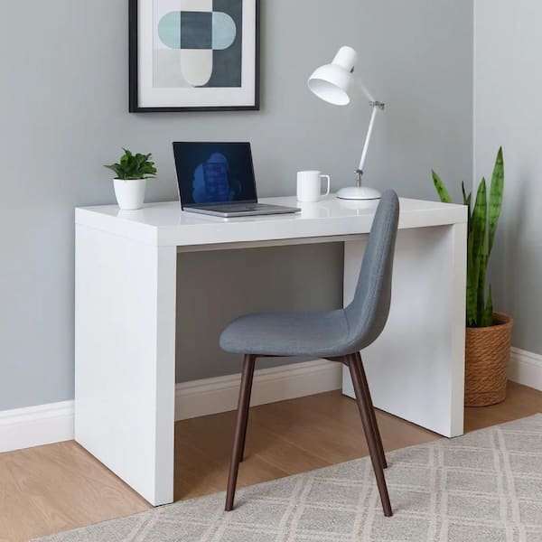 42 in. High Gloss White Rectangle Bar Table with Waterfall Edge Design Seats 4