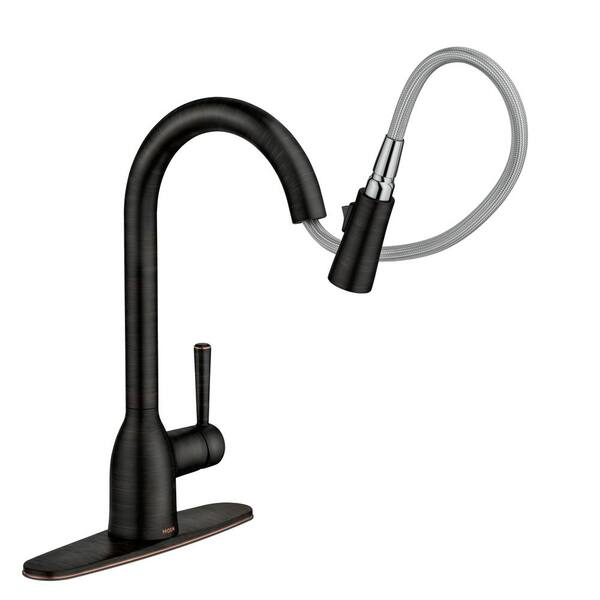 Moen Adler Single Handle Pull Down Sprayer Kitchen Faucet With Power Clean And Reflex In Mediterranean Bronze 87233brb The Home Depot