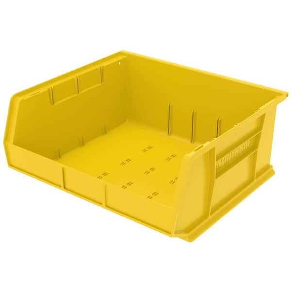 Akro-Mils AkroBin 16.5 in. 75 lbs. Storage Tote Bin in Yellow with 5.5 Gal. Storage Capacity (6-Pack)