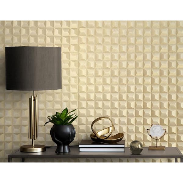 Romero Gold 3D Geometric Wallpaper Sample