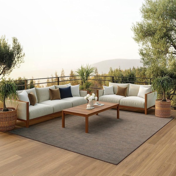 Positano Natural 8 ft. x 10 ft. Solid Modern Indoor/Outdoor Patio Area Rug
