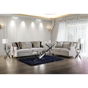 Middletown 2-Piece Fabric Top Light Gray and Navy Sofa Set