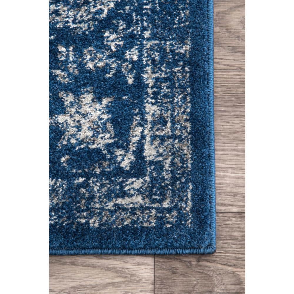 Dark Blue Synthetic Vintage Persian Runner Rug, 2' 6" x 6'