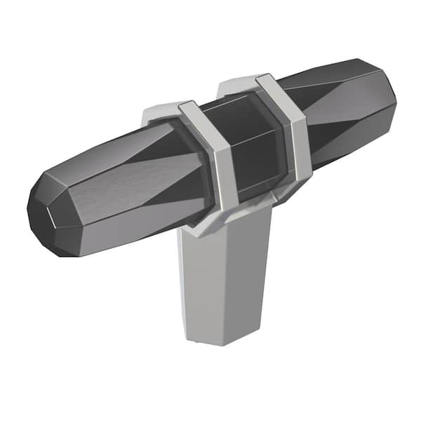 Amerock London 2-1/2 in. (64mm) Modern Black Chrome/Polished Chrome Bar Cabinet Knob