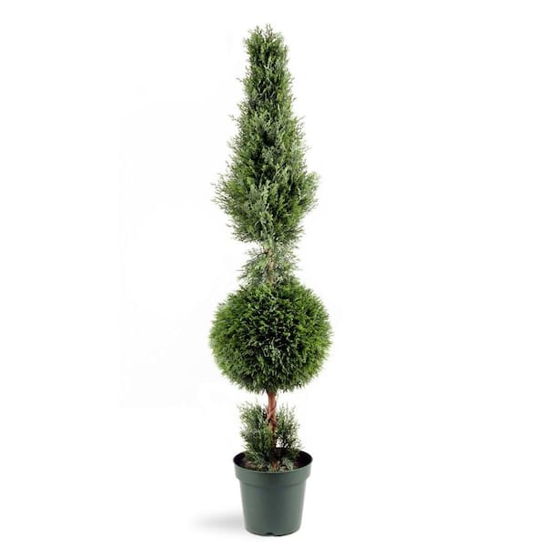 National Tree Company 5 ft. Artificial Juniper Cone and Ball Topiary Tree in Green Round Plastic Pot