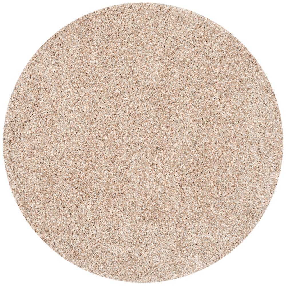 California Shag Beige 4 ft. x 4 ft. Round Solid Area Rug price history on PriceWatchPro