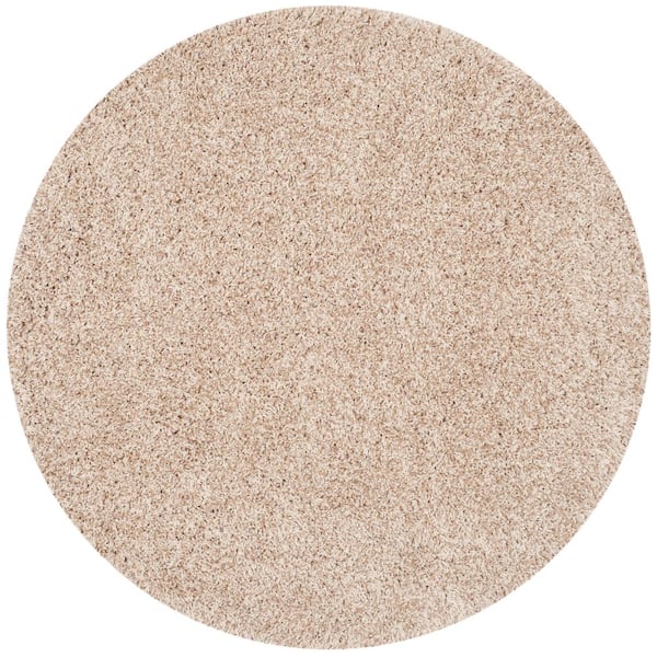 SAFAVIEH California Shag Beige 5 ft. x 5 ft. Round Solid Area Rug