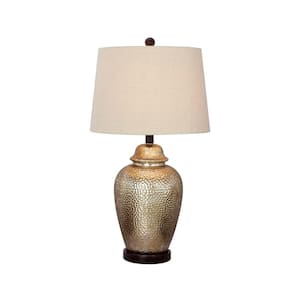 27.5 in. Antique Brown Mercury Glass and Oil-Rubbed Bronze Metal Table Lamp