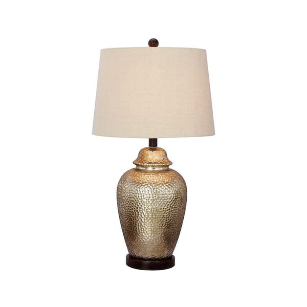 Fangio Lighting 27.5 in. Antique Brown Mercury Glass and Oil-Rubbed Bronze Metal Table Lamp