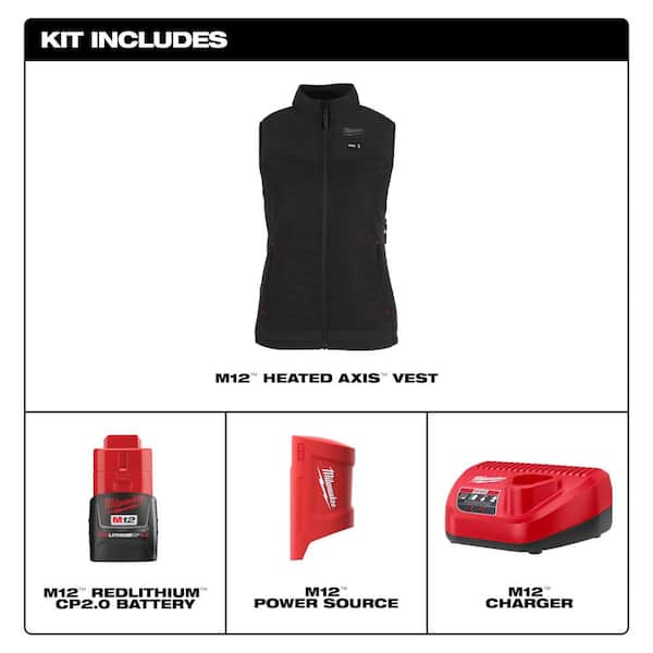 Milwaukee Women's X-Small M12 12V Lithium-Ion Cordless AXIS Green Heated Vest Kit with (1) 2.0 Ah Battery and Charger