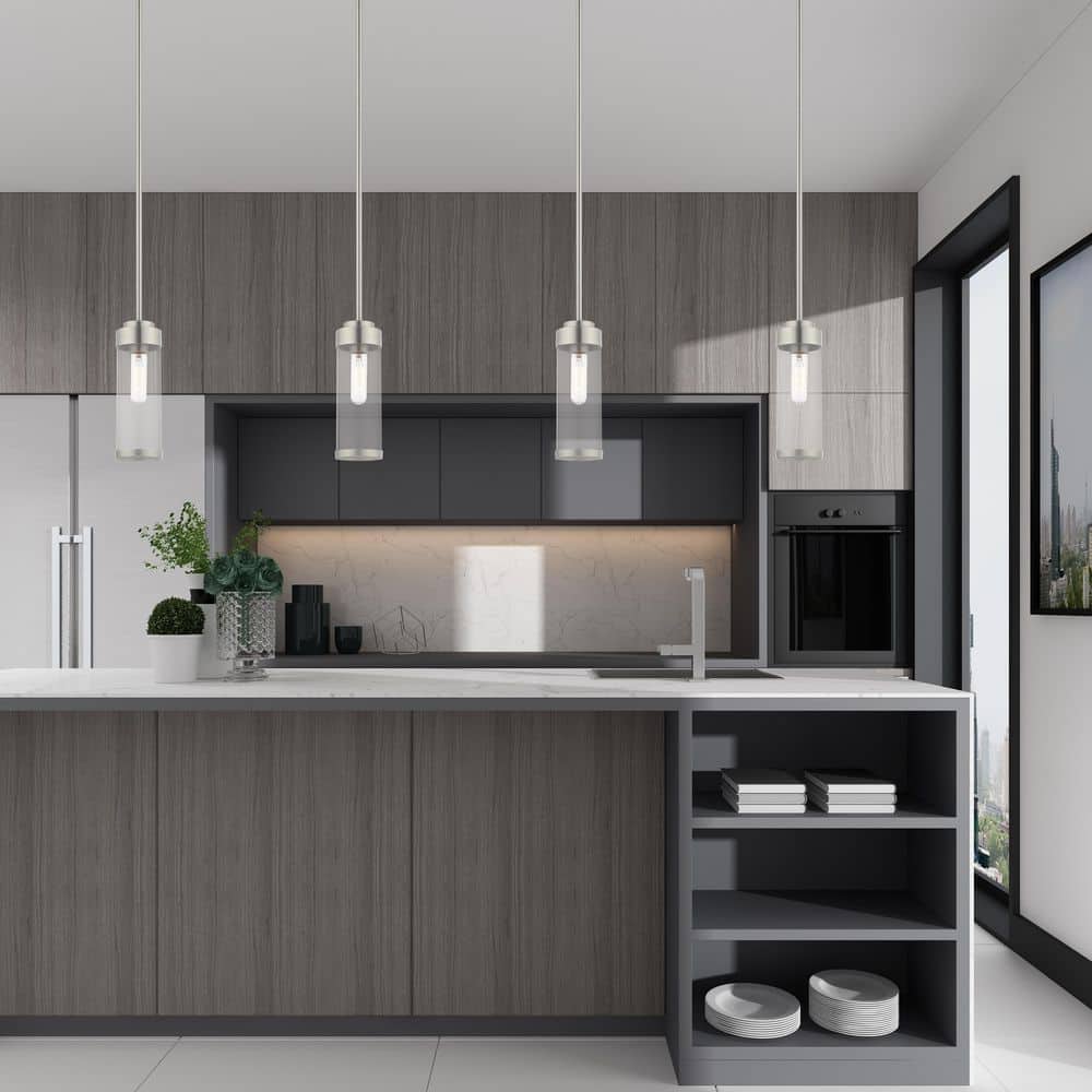Brushed Nickel Mini Pendant with Clear Glass Shade
