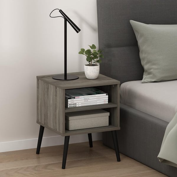 Furinno Claude French Oak Grey 15.55 in. W Nightstands