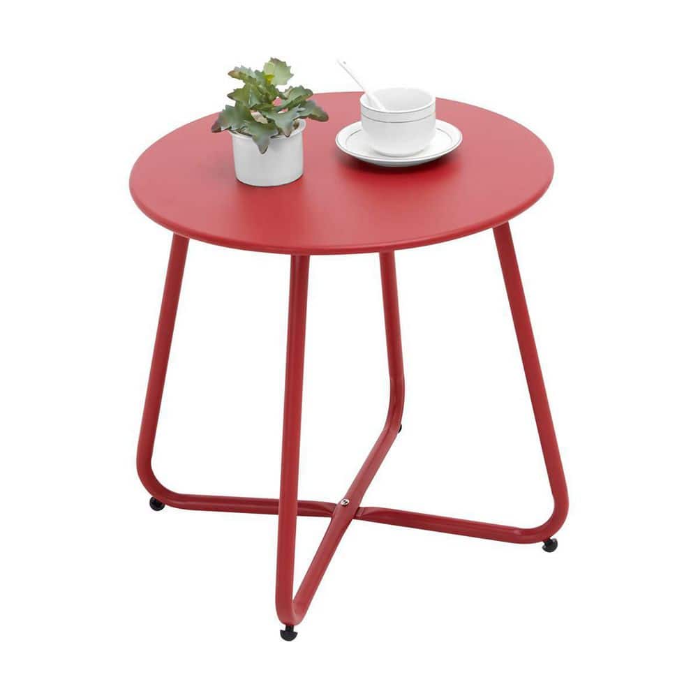 Dyiom Metal Red 17.7 in. Side Table B093GVNRCG The Home Depot