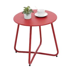 Metal Red 17.7 in. Side Table
