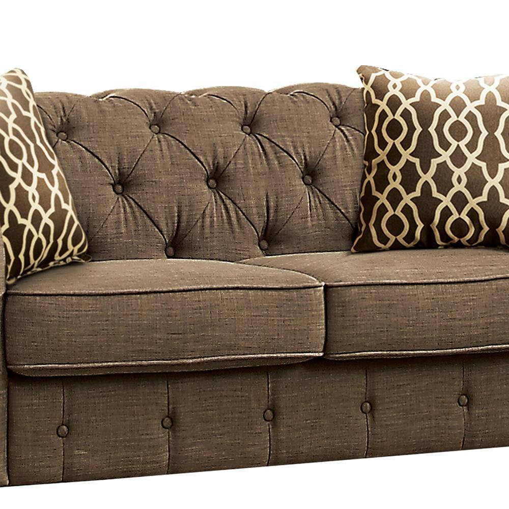 Aurelia 67" Gray Linen Tufted Loveseat with Rolled Arms