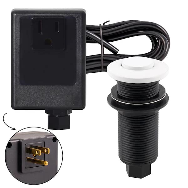 Westbrass Sink Top Waste Disposal Air Switch and Single Outlet Control Box, Flush Button, Powder Coat White