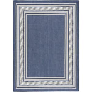 Horizon Navy 5 ft. x 7 ft. Indoor/Outdoor Bordered Contemporary Area Rug
