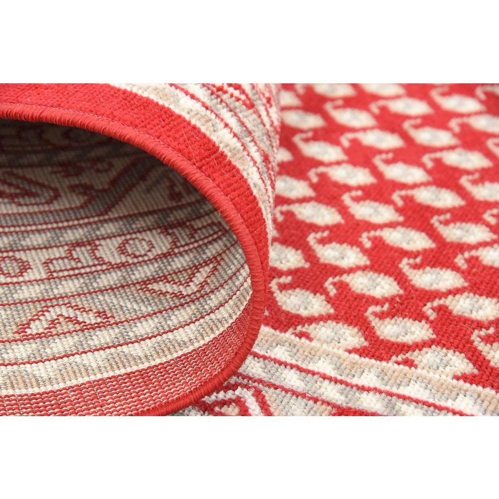 Red and Ivory Braided Synthetic 6' x 9' Rectangular Area Rug