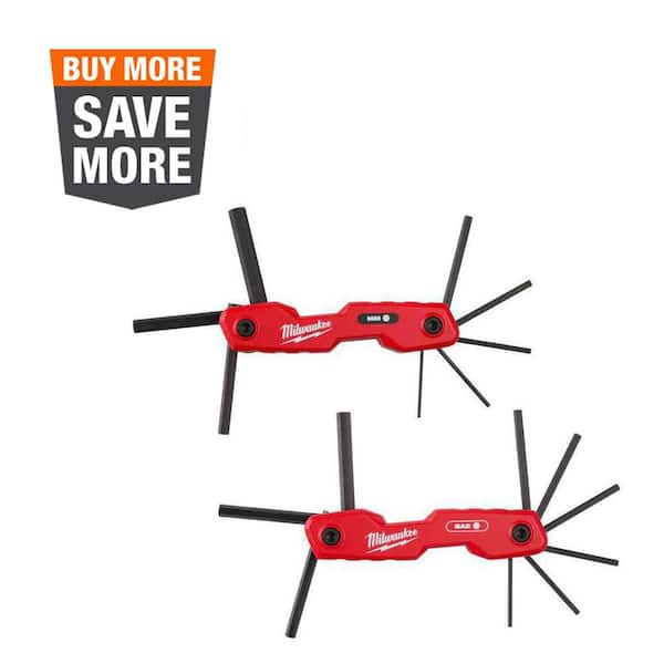 17-Key Folding Hex Key Sets - SAE/Metric