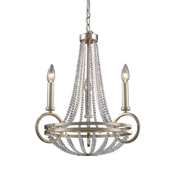 Titan Lighting New York 3-Light Renaissance Silver Ceiling Mount Chandelier